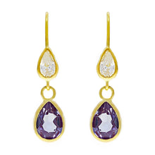 Load image into Gallery viewer, 14k Yellow Gold Mystic Crystal Pear Dangle Earrings
