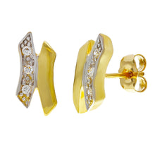 Load image into Gallery viewer, 14k Yellow Gold 0.06ctw Diamond Encrusted X-Hug Stud Earrings
