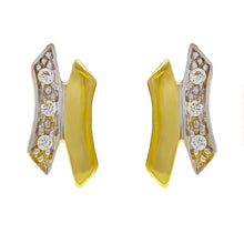 Load image into Gallery viewer, 14k Yellow Gold 0.06ctw Diamond Encrusted X-Hug Stud Earrings