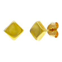Load image into Gallery viewer, 14k Yellow Gold Shiny Square Stud Earrings w/Post Friction Backs