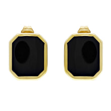 Load image into Gallery viewer, 14k Yellow Gold Retro-Modern Geometric Black Onyx Stud Earrings