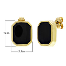 Load image into Gallery viewer, 14k Yellow Gold Retro-Modern Geometric Black Onyx Stud Earrings