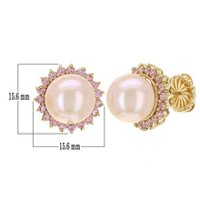Load image into Gallery viewer, 14k Yellow Gold 11.50mm Pearl &amp; 1/3ctw Pink Sapphire Earrings