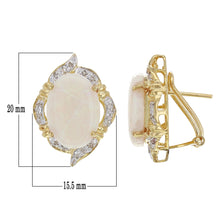 Load image into Gallery viewer, 14k Yellow Gold White Opal &amp; 1/4ctw Diamond Omega Back Earrings