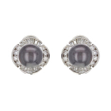Load image into Gallery viewer, 18k Gold 9.50mm Black Cultured Tahitian Pearl &amp; 1.12ctw Diamond Stud Earrings