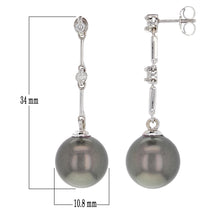 Load image into Gallery viewer, 14k White Gold 11.50mm Black Cultured Tahitian Pearl &amp; 0.10ctw Diamond Earrings