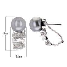 Load image into Gallery viewer, 14k White Gold 9.500mm Black Pearl &amp; 0.10ctw Diamond Drop Earrings