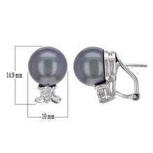 Load image into Gallery viewer, 18k White Gold 1/2ctw Diamond &amp; 11.50mm Black Cultured Tahitian Pearl Earrings