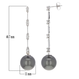 14k White Gold 0.24ctw Diamond & 11.50mm Black Cultured Tahitian Pearl Earrings