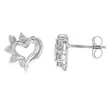 Load image into Gallery viewer, 14k White Gold 0.20ctw Diamond Heart Stud Earrings