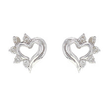 Load image into Gallery viewer, 14k White Gold 0.20ctw Diamond Heart Stud Earrings