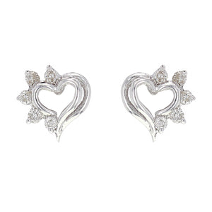 14k White Gold 0.20ctw Diamond Heart Stud Earrings