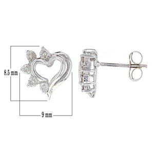 14k White Gold 0.20ctw Diamond Heart Stud Earrings
