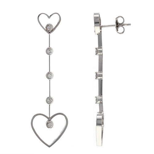 14k White Gold 0.20ctw Diamond Linear Dangle Drop Earrings