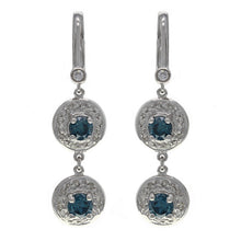Load image into Gallery viewer, 14k White Gold 2ctw Fancy Blue &amp; White Diamond Circle Drop Earrings