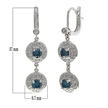 Load image into Gallery viewer, 14k White Gold 2ctw Fancy Blue &amp; White Diamond Circle Drop Earrings