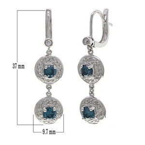 14k White Gold 2ctw Fancy Blue & White Diamond Circle Drop Earrings