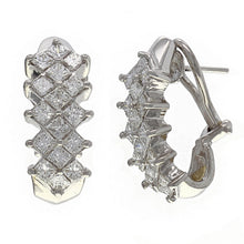 Load image into Gallery viewer, 14k White Gold 3.95ctw Princess Cut Diamond Curve Omega Back Earrings