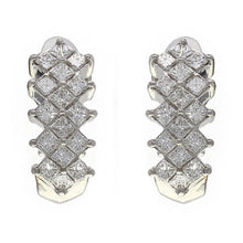 Load image into Gallery viewer, 14k White Gold 3.95ctw Princess Cut Diamond Curve Omega Back Earrings