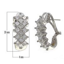 Load image into Gallery viewer, 14k White Gold 3.95ctw Princess Cut Diamond Curve Omega Back Earrings