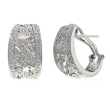 Load image into Gallery viewer, 14k White Gold 1 1/2ctw Diamond Pave Half Hoop Curve Earrings