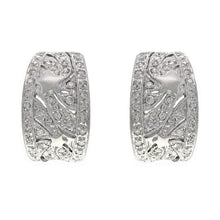 Load image into Gallery viewer, 14k White Gold 1 1/2ctw Diamond Pave Half Hoop Curve Earrings