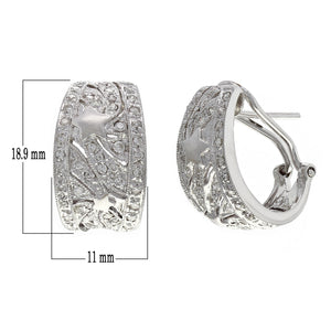 14k White Gold 1 1/2ctw Diamond Pave Half Hoop Curve Earrings