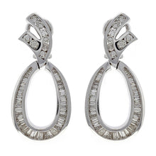 Load image into Gallery viewer, 14k White Gold 2.36ctw Diamond Oblong Oval Drop Dangle Earrings