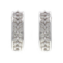 Load image into Gallery viewer, 14k White Gold 1ctw Diamond Curve Half Hoop Curve Earrings