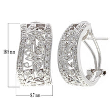 Load image into Gallery viewer, 18k White Gold 1ctw Diamond Pave Trellis Design Half Hoop Curve Earrings