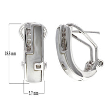 Load image into Gallery viewer, 14k White Gold 0.10ctw Diamond &amp; Mother of Pearl Half Hoop Curve Earrings