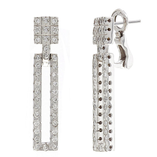 14k White Gold 1 1/2ctw Diamond Geometric Dangle Earrings