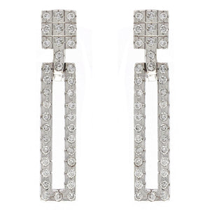 14k White Gold 1 1/2ctw Diamond Geometric Dangle Earrings