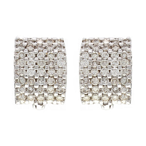 14k White Gold 0.91ctw Diamond Rectangular Curve Earrings