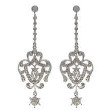 Load image into Gallery viewer, 14k White Gold 1ctw Diamond Chandelier &amp; Stud 4 Piece Earrings Set