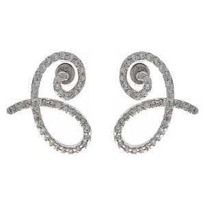 14k White Gold 0.80ctw Diamond Ribbon Heart Earrings