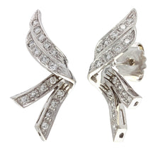 Load image into Gallery viewer, 14k White Gold 1.04ctw Diamond Flowing Ribbon Earrings