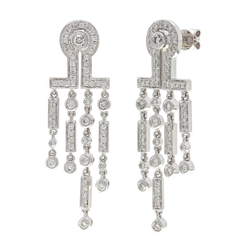 18k White Gold 1.06ctw Diamond Chandelier Dangle Earrings
