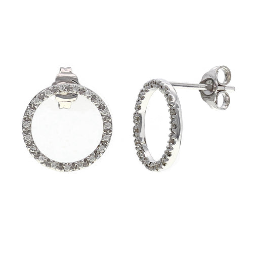 14K White Gold 0.15ctw Diamond Pave Eternity Circle Stud Earrings