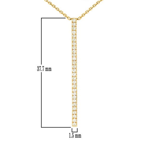 14k Yellow, White or Rose Gold 1/4 Cttw Diamond-Accented Vertical Bar Pendant Necklace, 18