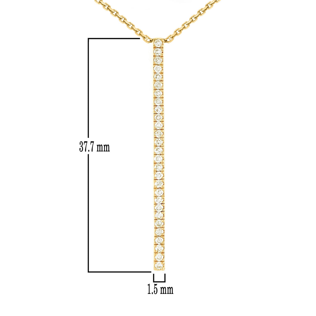 14k Yellow, White or Rose Gold 1/4 Cttw Diamond-Accented Vertical Bar Pendant Necklace, 18