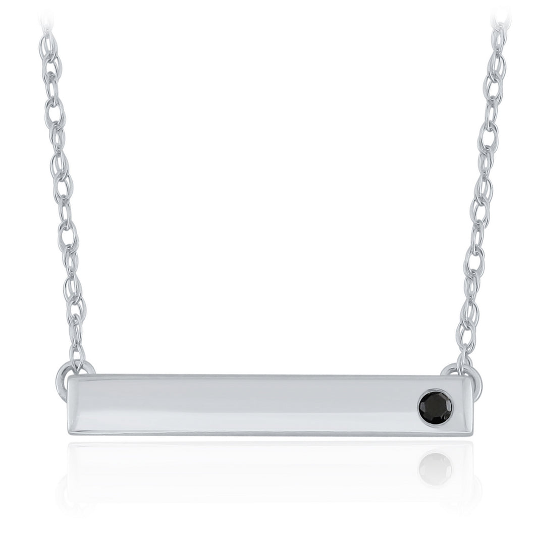 10k White Gold Black Diamond-Accented Horizontal Bar Suspended Pendant Necklace (0.02 cttw, Black Color, I1-I2 Clarity), 18