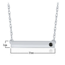 Load image into Gallery viewer, 10k White Gold Black Diamond-Accented Horizontal Bar Suspended Pendant Necklace (0.02 cttw, Black Color, I1-I2 Clarity), 18&quot;