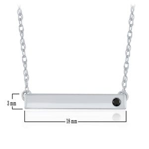 10k White Gold Black Diamond-Accented Horizontal Bar Suspended Pendant Necklace (0.02 cttw, Black Color, I1-I2 Clarity), 18"