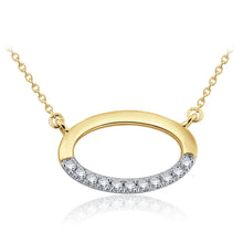 Load image into Gallery viewer, 14k Yellow Gold and Diamond Suspended Oval Pendant Necklace (0.06 cttw, H-I Color, I1-I2 Clarity), 18&quot;