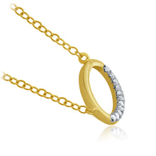 Load image into Gallery viewer, 14k Yellow Gold and Diamond Suspended Oval Pendant Necklace (0.06 cttw, H-I Color, I1-I2 Clarity), 18&quot;