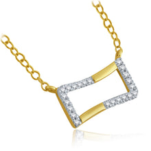 Load image into Gallery viewer, 14k Yellow Gold and Diamond Wavy Rectangle Shaped Suspended Pendant Necklace (0.07 cttw, H-I Color, I1-I2 Clarity), 18&quot;