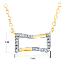 Load image into Gallery viewer, 14k Yellow Gold and Diamond Wavy Rectangle Shaped Suspended Pendant Necklace (0.07 cttw, H-I Color, I1-I2 Clarity), 18&quot;