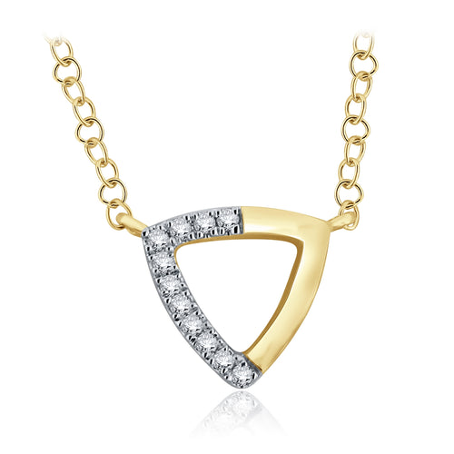 14k Yellow Gold and Diamond Inverted Triangle Shaped Suspended Pendant Necklace (0.05 cttw, H-I Color, I1-I2 Clarity), 18