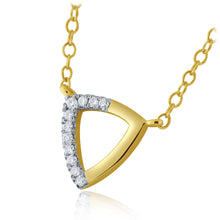 Load image into Gallery viewer, 14k Yellow Gold and Diamond Inverted Triangle Shaped Suspended Pendant Necklace (0.05 cttw, H-I Color, I1-I2 Clarity), 18&quot;